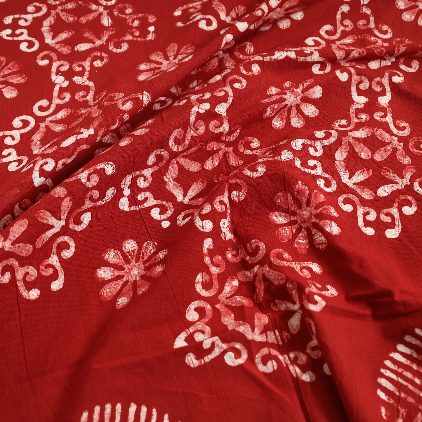 Red - Hand Batik Printed Cotton Double Bed Cover with Pillow Covers (108 x 90 in) 06
