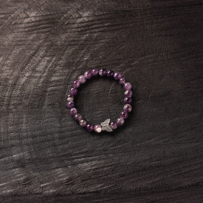 Handmade Crystal Beaded Bracelet with Butterfly Charm 25