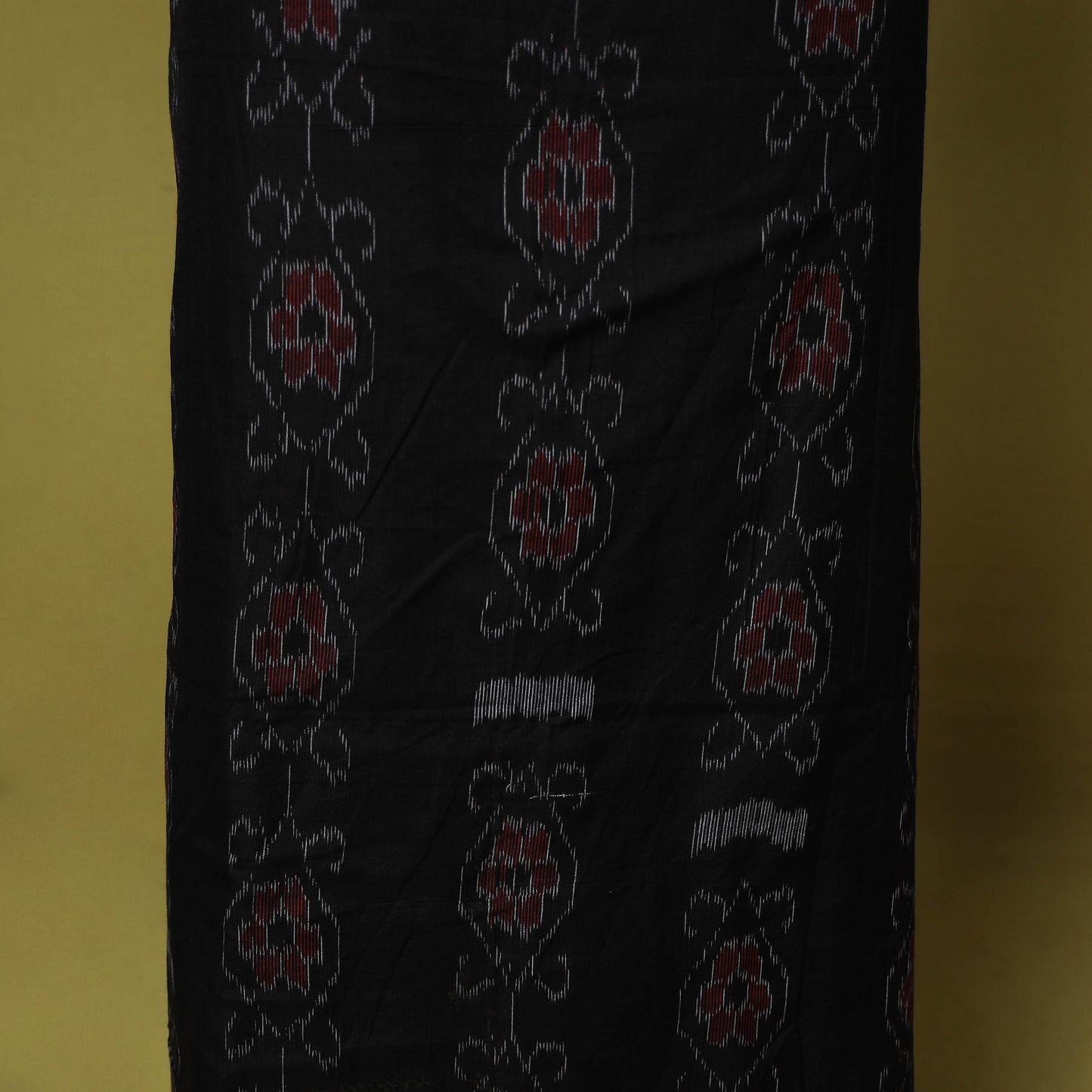 Black - 3pc Ikat Handloom Cotton Unstitched Sambalpuri Dress Material 10