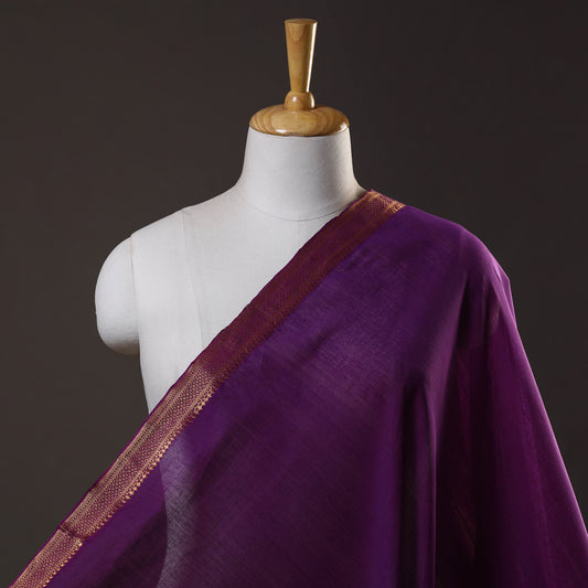 Purple - Mangalagiri Handloom Cotton Zari Border Fabric 01