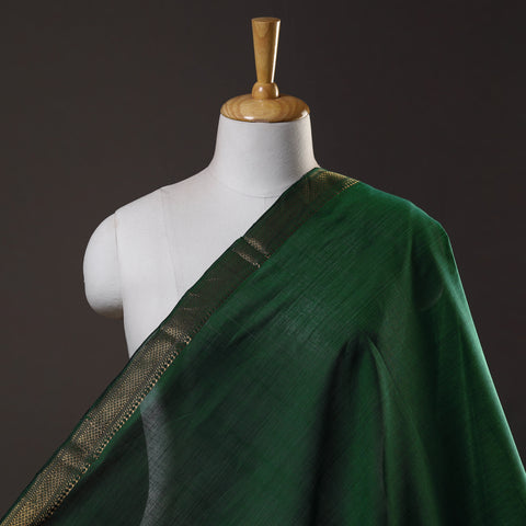 Green - Mangalagiri Handloom Cotton Zari Border Fabric 04