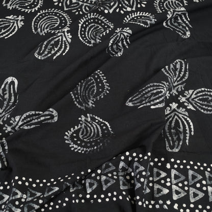 Black - Hand Batik Printed Cotton Double Bed Cover with Pillow Covers (108 x 90 in) 09