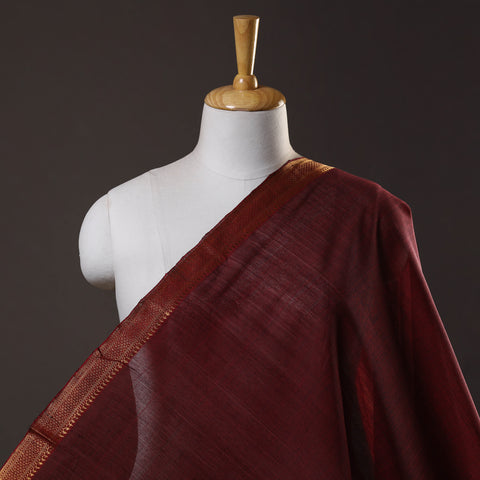 Maroon - Mangalagiri Handloom Cotton Zari Border Fabric 07