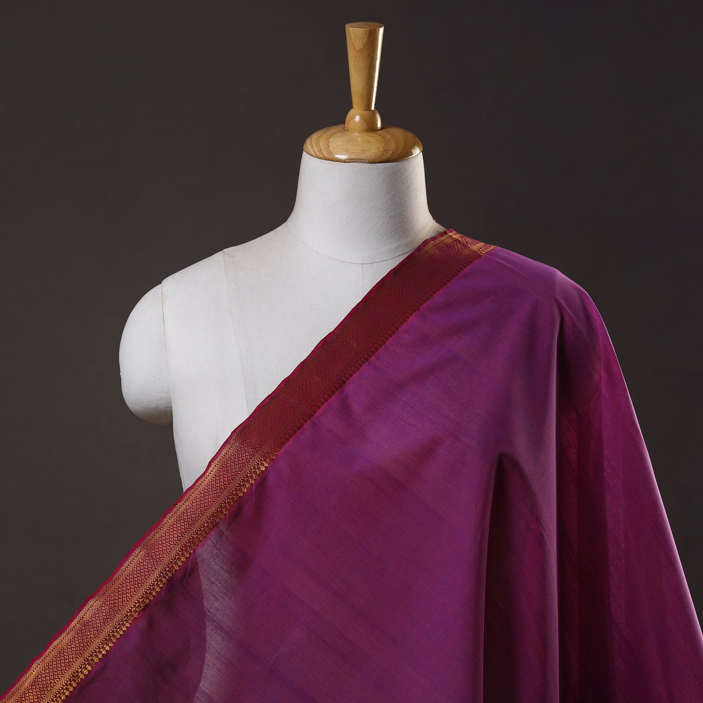 Purple - Mangalagiri Handloom Cotton Zari Border Fabric 08