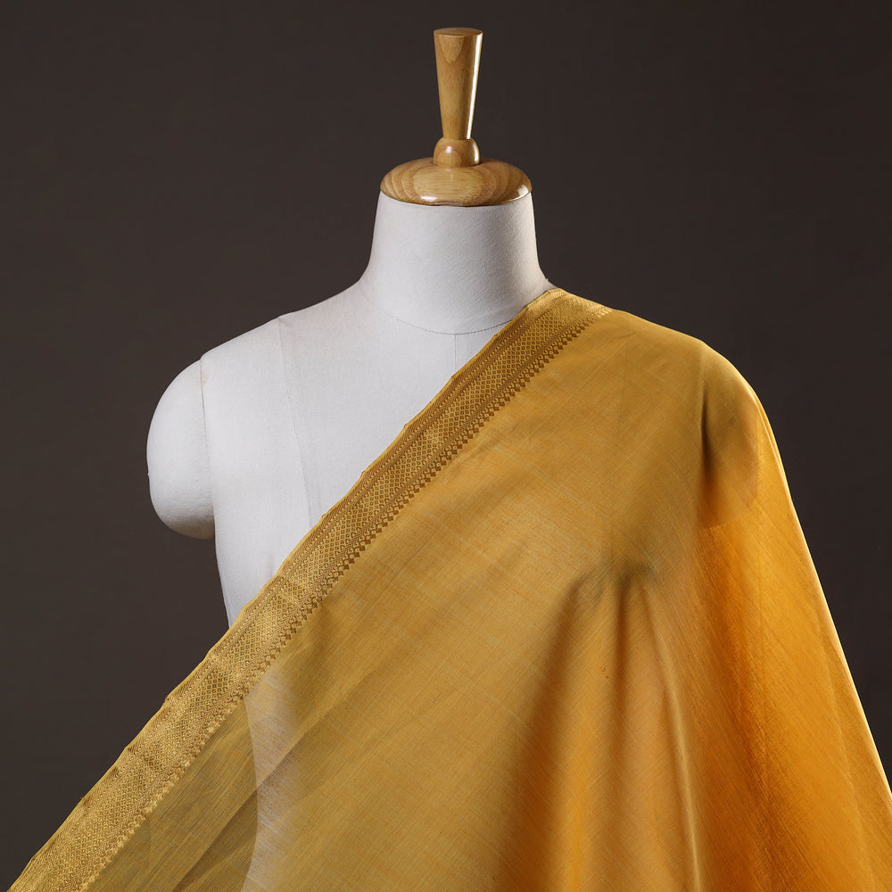 Yellow - Mangalagiri Handloom Cotton Zari Border Fabric 10