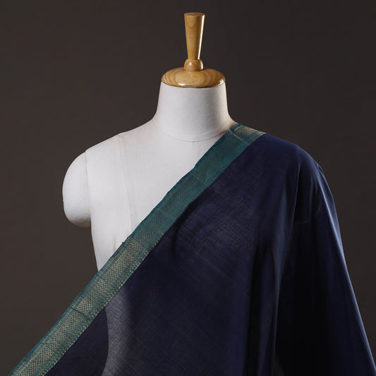 Blue - Mangalagiri Handloom Cotton Zari Border Fabric 11