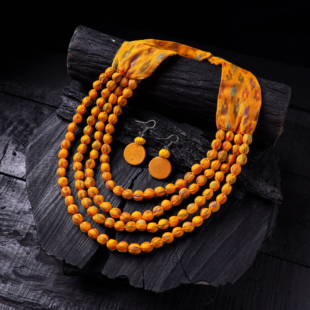 Handmade Fabart Beads Necklace & Earrings Set 14