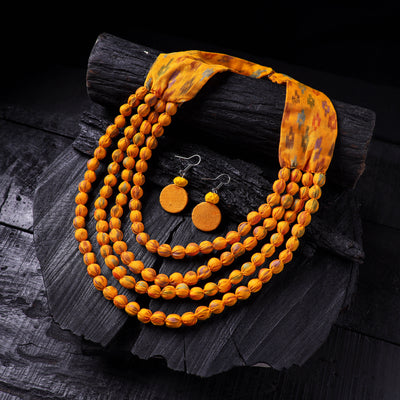 Handmade Fabart Beads Necklace & Earrings Set 14
