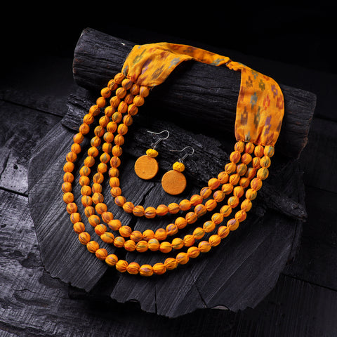 Handmade Fabart Beads Necklace & Earrings Set 14