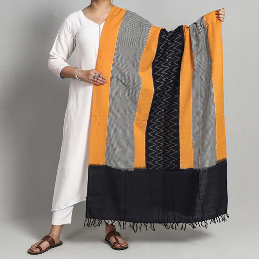 Multicolor - Pochampally Missing Ikat Handloom Cotton Dupatta with Tassels