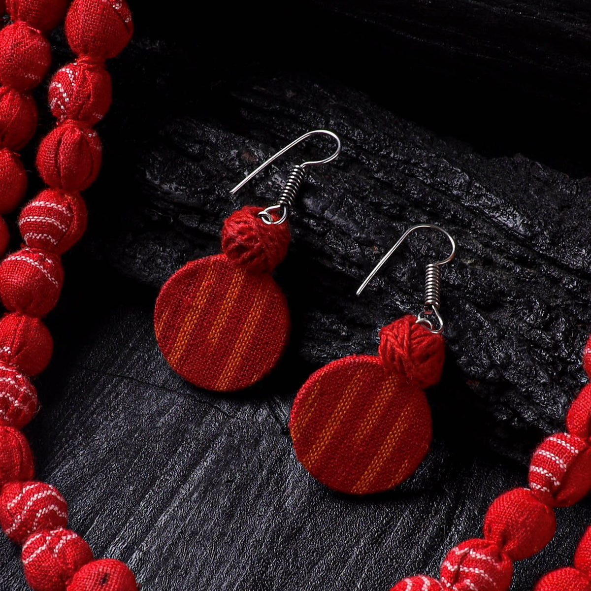 Handmade Fabart Beads Necklace & Earrings Set 01