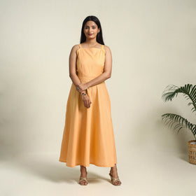  Orange Flex Cotton Plain Dress