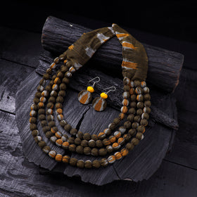 Handmade Fabart Beads Necklace & Earrings Set 03