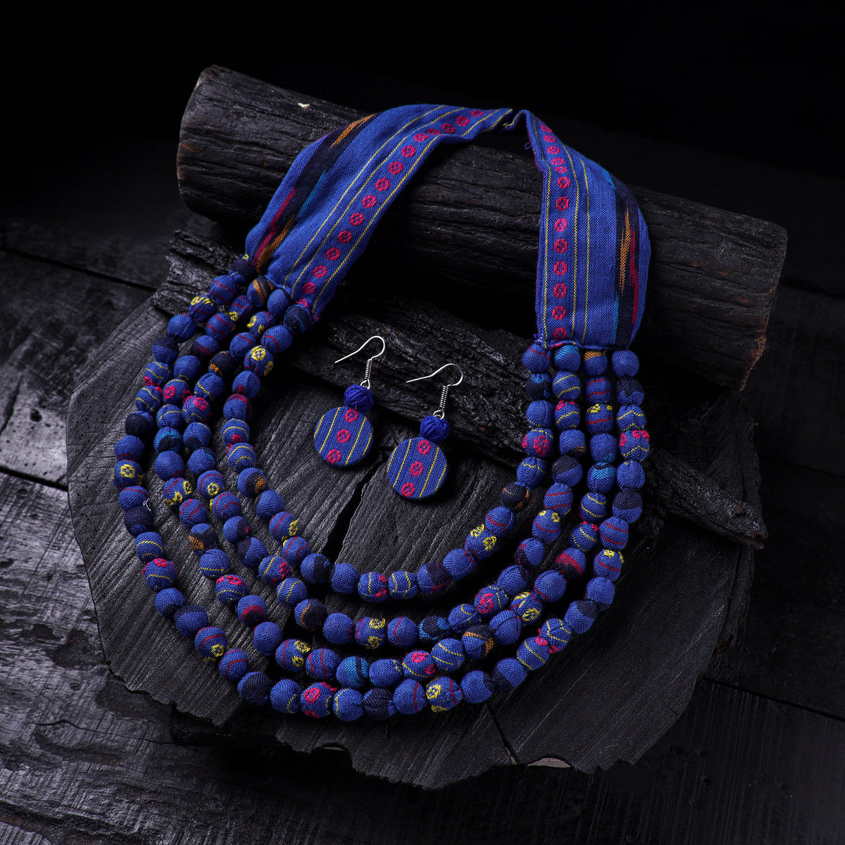 Handmade Fabart Beads Necklace & Earrings Set 05