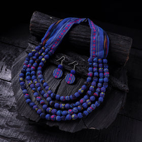 Handmade Fabart Beads Necklace & Earrings Set 05