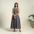 Buy Grey Handloom Cotton Plain Dress