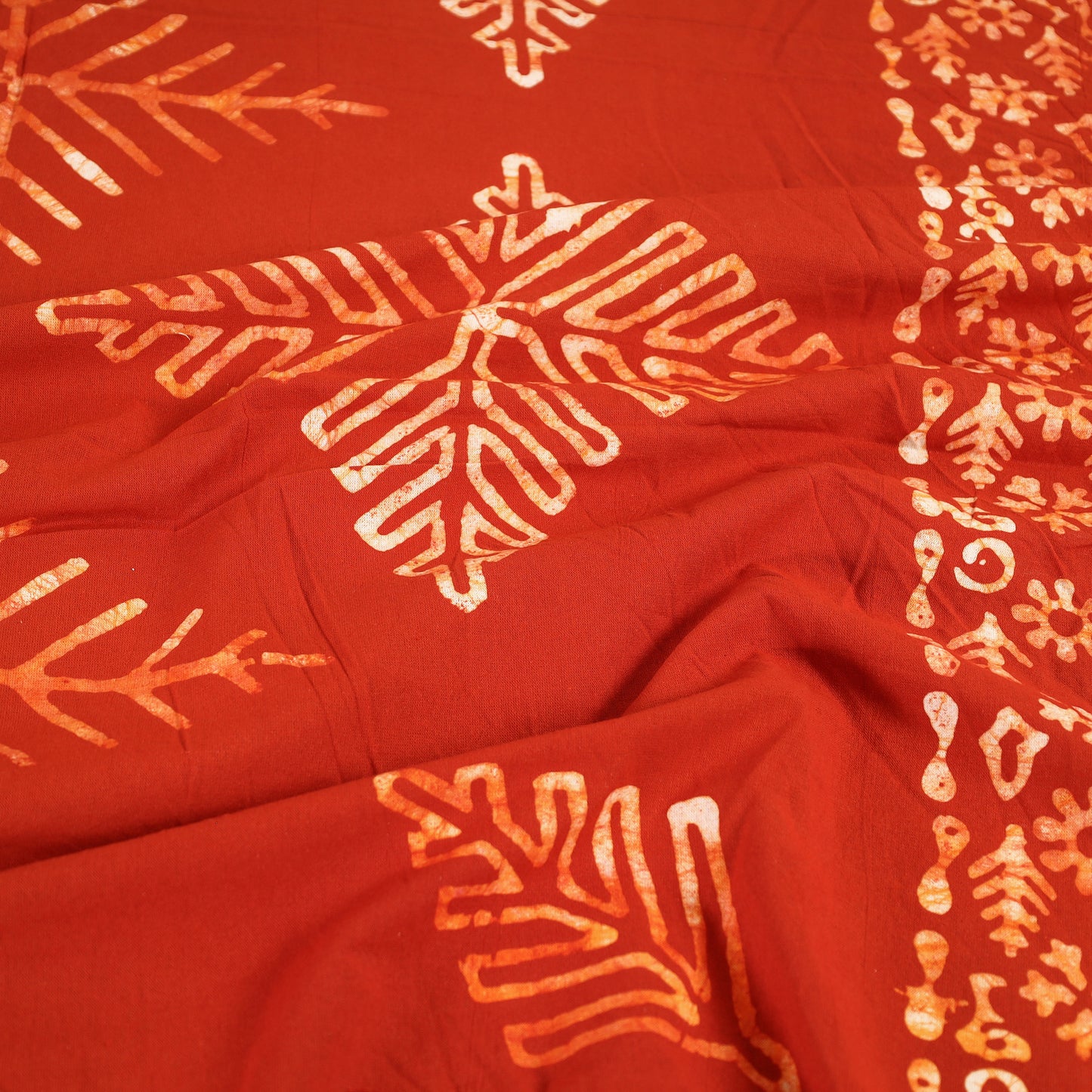 Orange - Hand Batik Printed Cotton Double Bed Cover with Pillow Covers (108 x 90 in) 15
