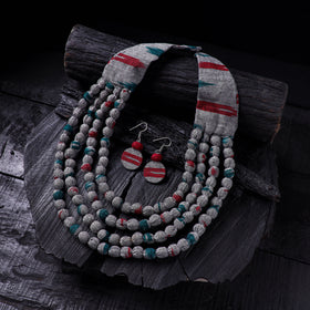 Handmade Fabart Beads Necklace & Earrings Set 06