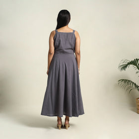Buy Grey Handloom Cotton Plain Dress