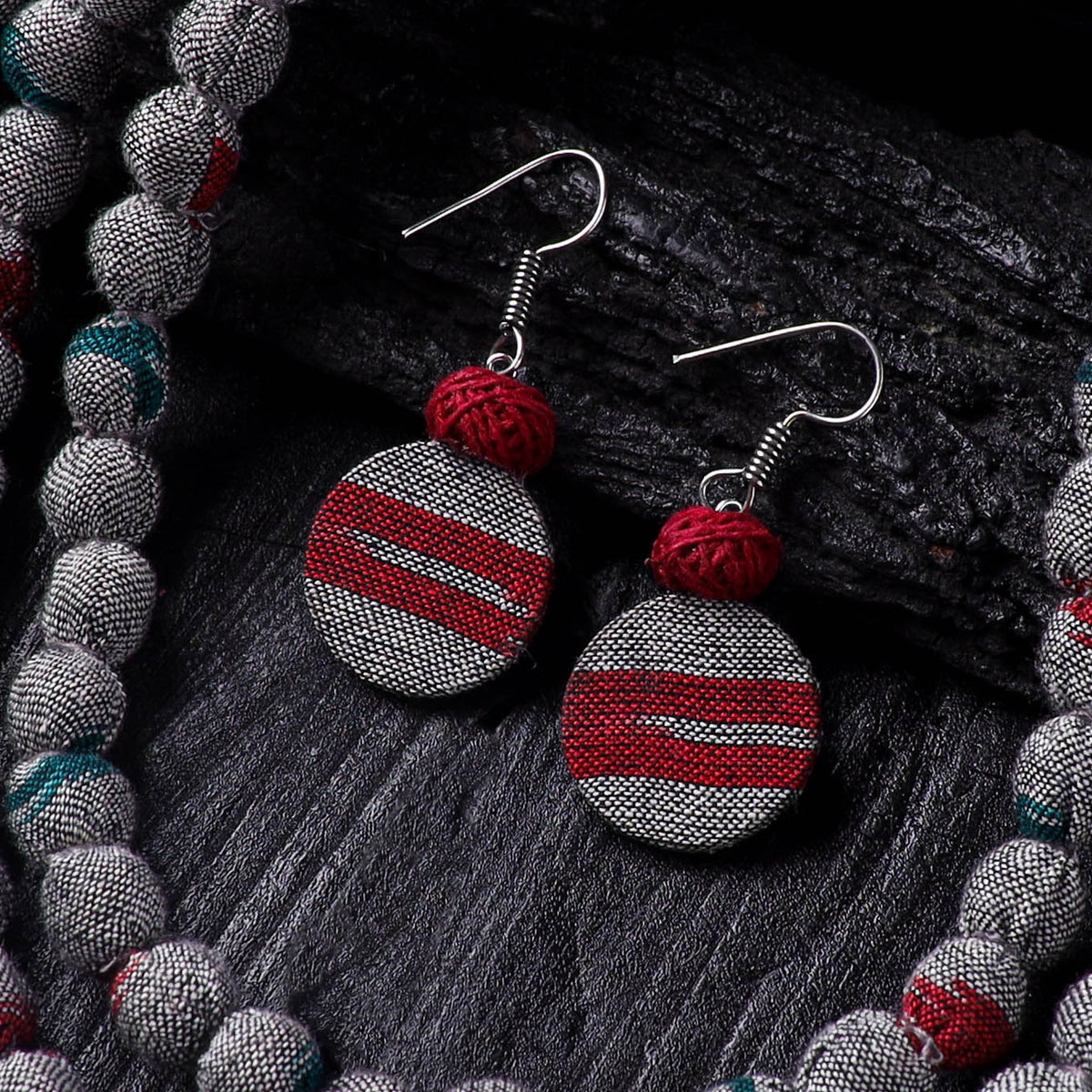 Handmade Fabart Beads Necklace & Earrings Set 06