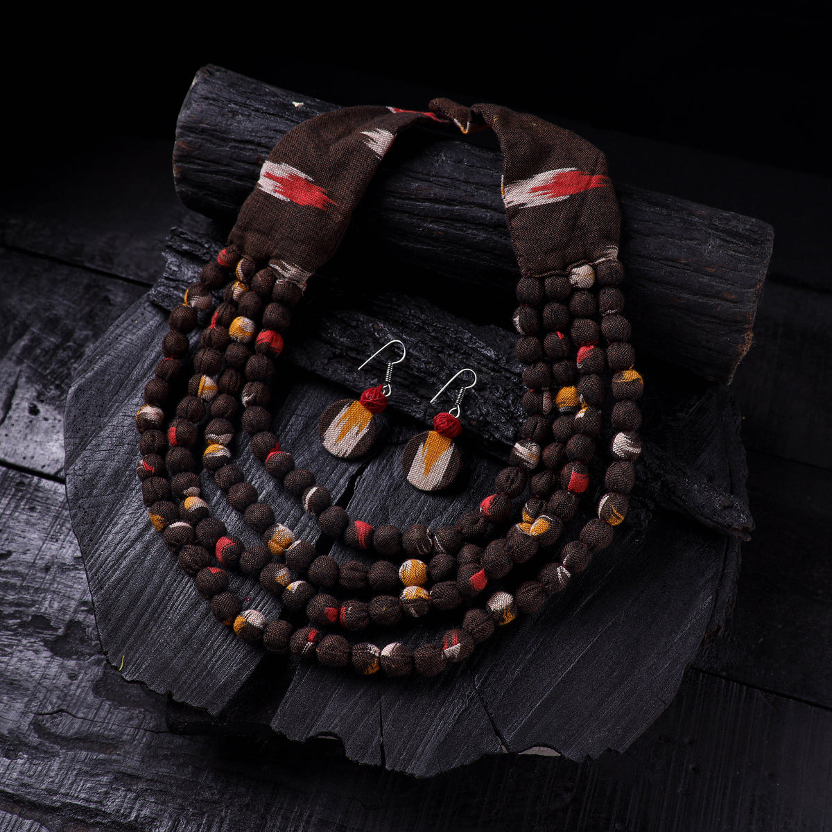 Handmade Fabart Beads Necklace & Earrings Set 07