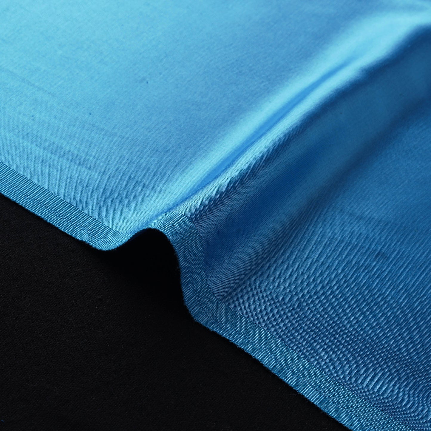 Blue - Pure Mashru Silk Plain Fabric (Width - 46 in) 09