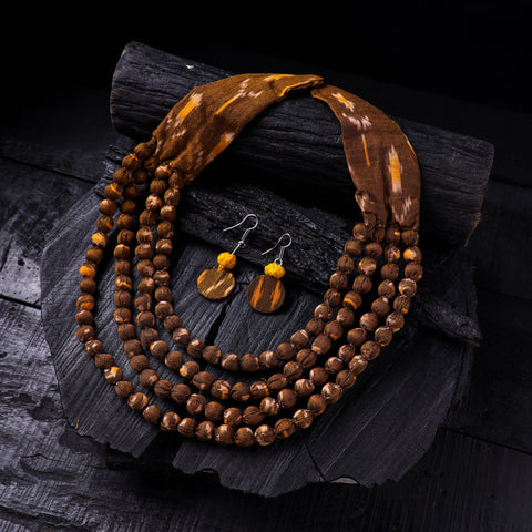 Handmade Fabart Beads Necklace & Earrings Set 08