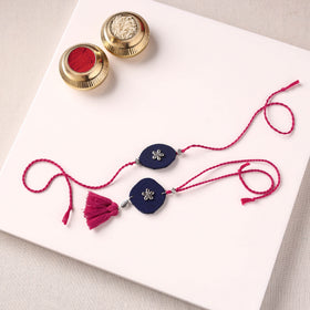 Handmade GS Bead Work Fabart Rakhi with Lumba Set 02