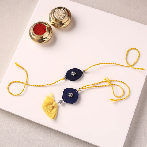 Handmade GS Bead Work Fabart Rakhi with Lumba Set 03