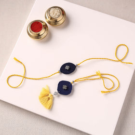 Handmade GS Bead Work Fabart Rakhi with Lumba Set 03