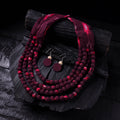 Handmade Fabart Beads Necklace & Earrings Set 09