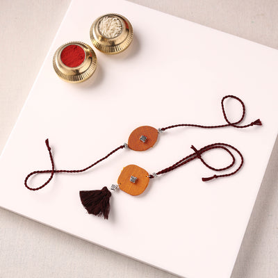 Handmade GS Bead Work Fabart Rakhi with Lumba Set 04
