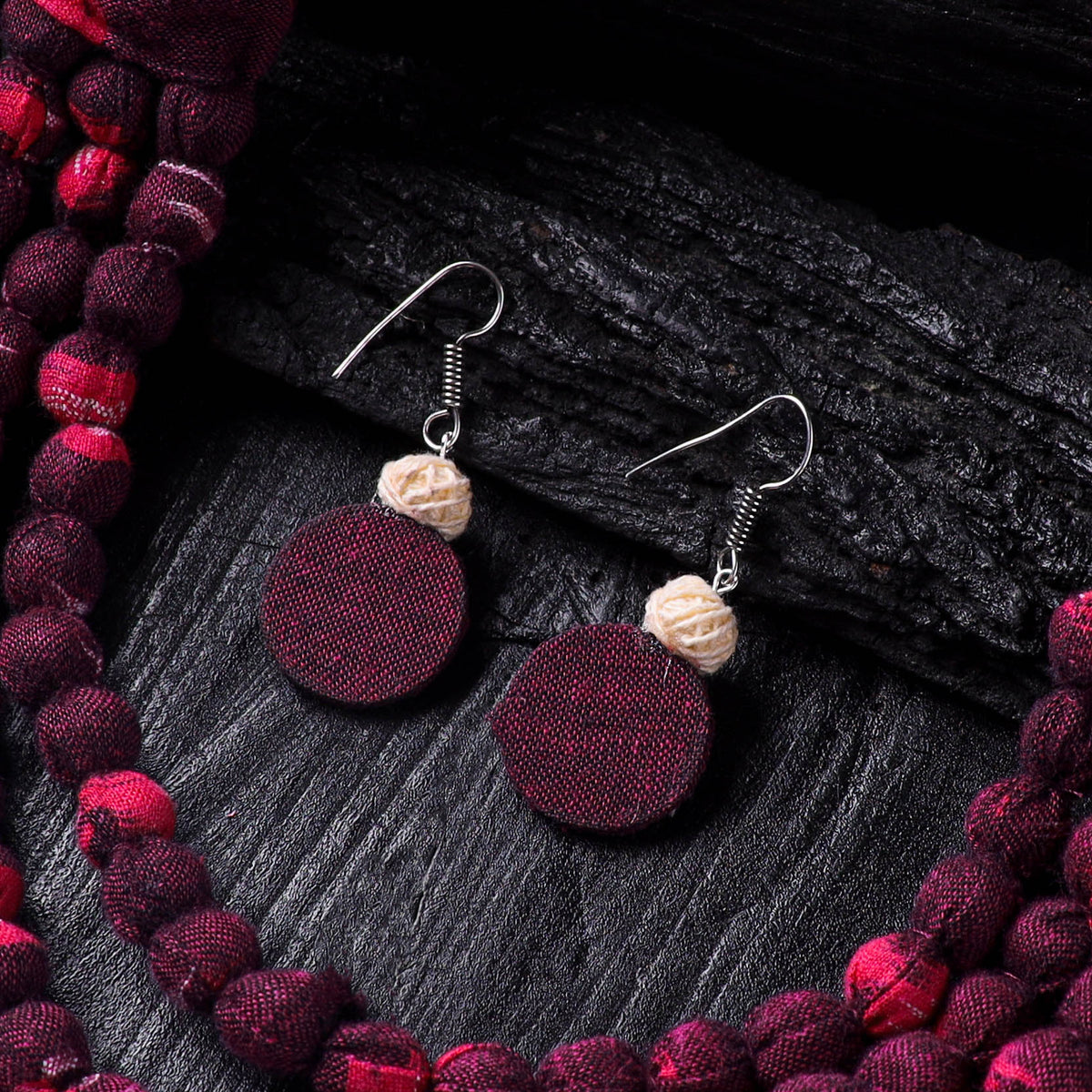 Handmade Fabart Beads Necklace & Earrings Set 09