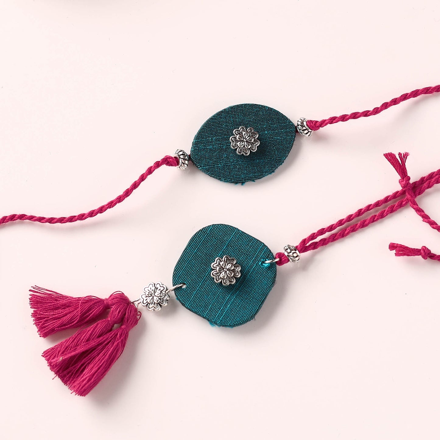 Handmade GS Bead Work Fabart Rakhi with Lumba Set 05