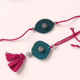 Handmade GS Bead Work Fabart Rakhi with Lumba Set 05
