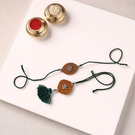 Handmade GS Bead Work Fabart Rakhi with Lumba Set 06
