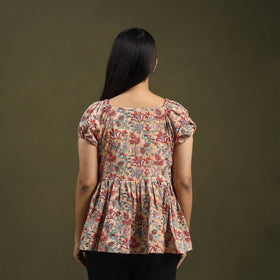 Buy Beige Sanganeri Block Print Cotton Top