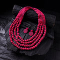 Handmade Fabart Beads Necklace & Earrings Set 11
