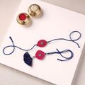 Handmade GS Bead Work Fabart Rakhi with Lumba Set 07