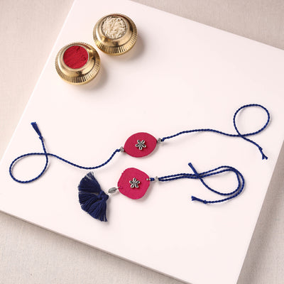 Handmade GS Bead Work Fabart Rakhi with Lumba Set 07