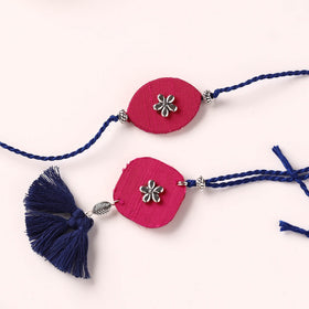 Handmade GS Bead Work Fabart Rakhi with Lumba Set 07