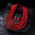 Handmade Fabart Beads Necklace & Earrings Set 12