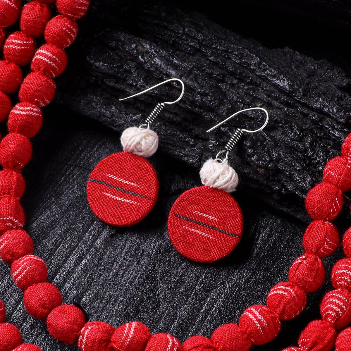 Handmade Fabart Beads Necklace & Earrings Set 12