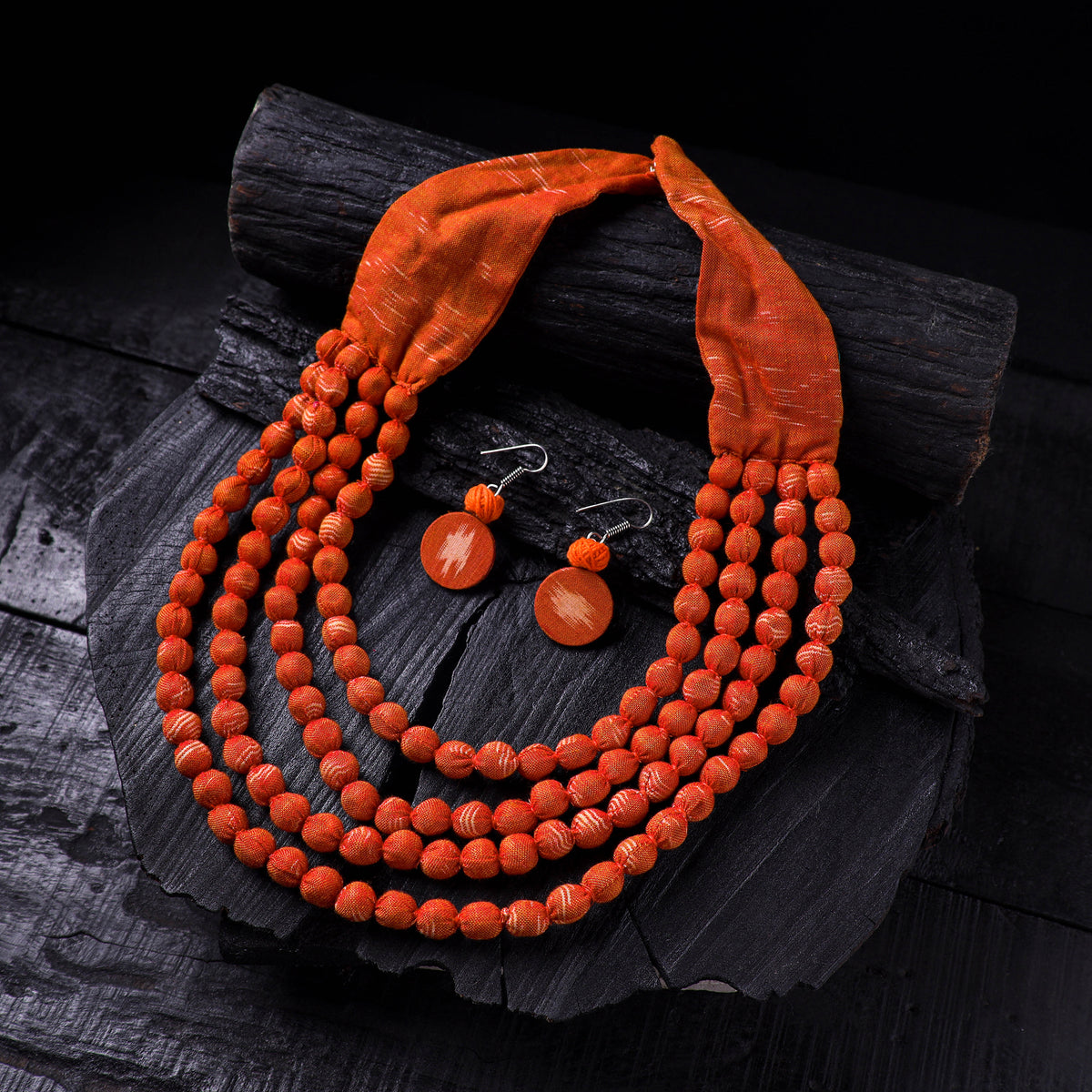 Handmade Fabart Beads Necklace & Earrings Set 13