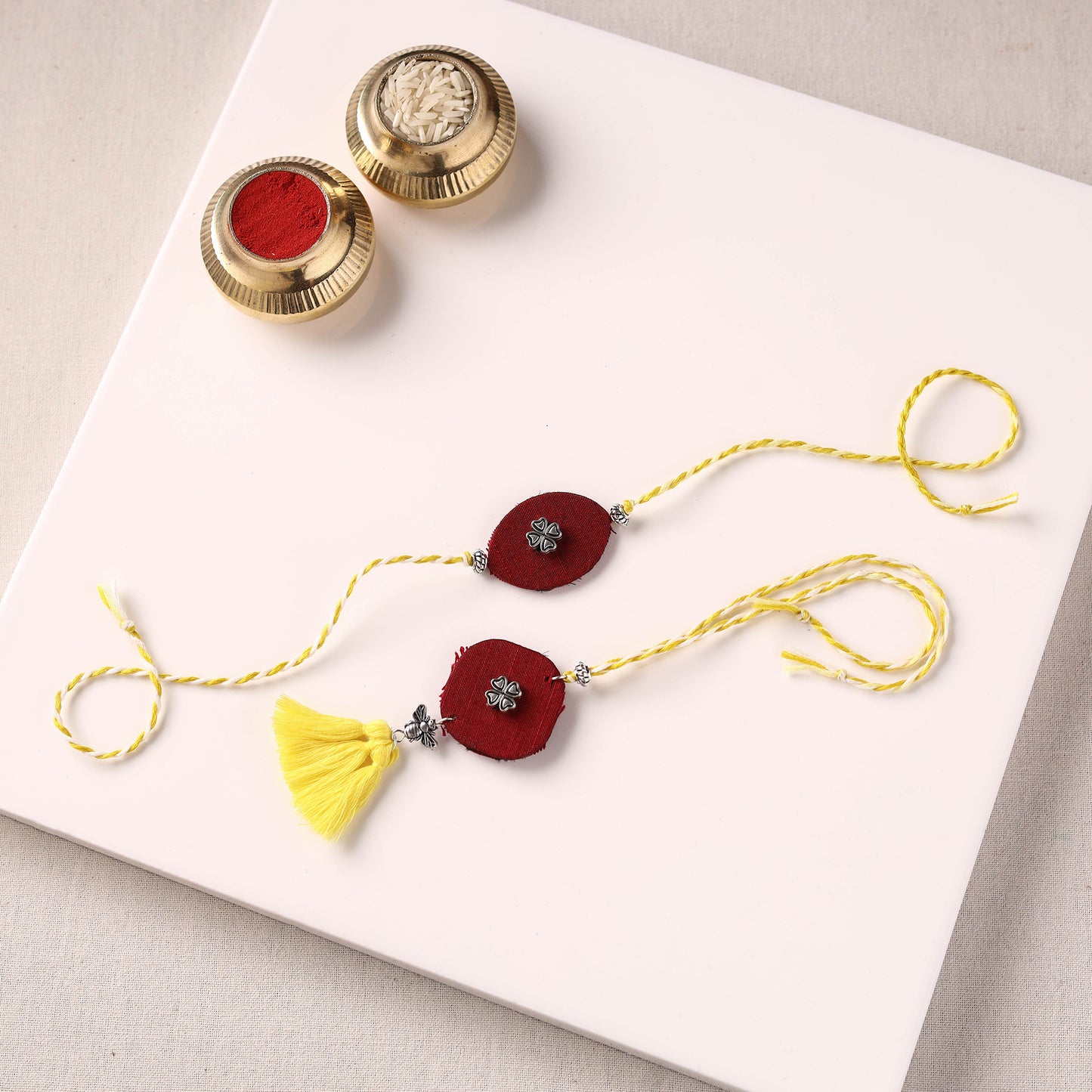 Handmade GS Bead Work Fabart Rakhi with Lumba Set 10