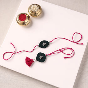 Handmade GS Bead Work Fabart Rakhi with Lumba Set 11