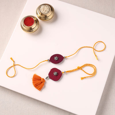 Handmade GS Bead Work Fabart Rakhi with Lumba Set 12