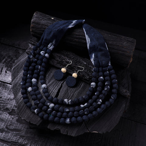 Handmade Fabart Beads Necklace & Earrings Set 15