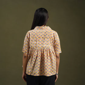 Buy Yellow Sanganeri Block Print Cotton Crop Top
