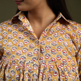 Buy Yellow Sanganeri Block Print Cotton Crop Top